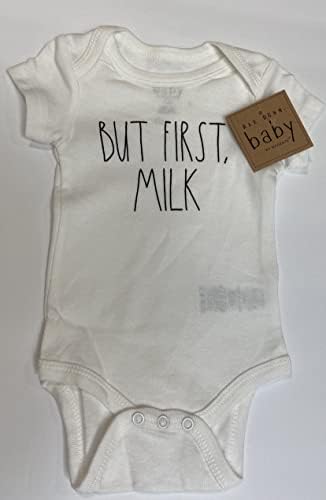 Rae Dunn מאת Magenta 3 Piece Unisex Bodysuit set for baby || || אבל ראשית, חלב || Hangry || זמן